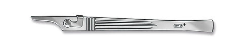 Scalpel handle, fig. 4, with locking, mechanism, stainless steel L 160 mm