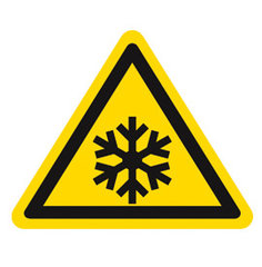 Warning symbols, establ. indiv.labels, low temperature/frost, 200 mm