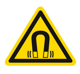 Warning symbols, establ. indiv.labels, magnetic field, 200 mm