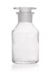 Wide neck storage bottle, glass stopper, soda-lime glass, clear, 250 ml