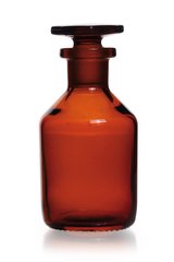 Narrow neck storage bottl., glass stopp., soda-lime glass, amber, 500 ml