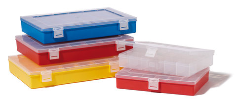 Small parts box, PP, 8 compartments, red, 1 unit(s)