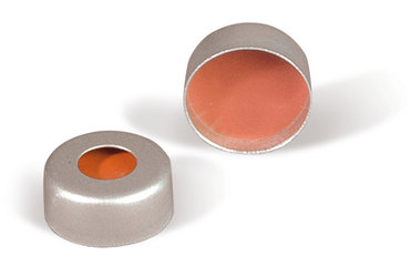 Rotilabo® aluminium caps with septum, PTFE/silicone, Ø 11 mm, 200 unit(s)