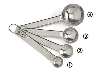 Rotilabo®-measuring spoon set, stainl. steel 18/10, 4 p., L 120-145 mm, 1 set
