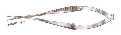 Micro scissors, Tübingen model, standard, bent, pointed, L 85 mm, 1 unit(s)