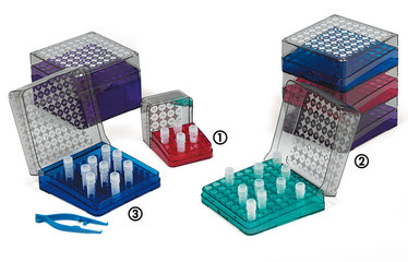 Rotilabo®-cryo storage boxes, stand. box, assort. by color, 9x9 holes