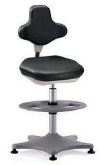 Laboratory chair Labster 3, black,, gliders/foot ring, seat height 550-800mm
