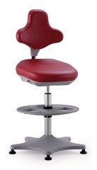 Laboratory chair Labster 3, red,, gliders/foot ring, seat height 550-800mm