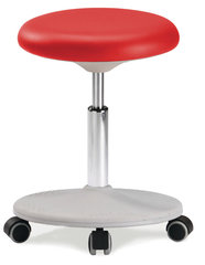 Laboratory stool Labster, red, rollers, seat height 450-650 mm, 1 unit(s)