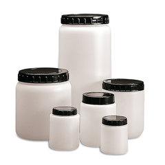 Wide-neck cans, HDPE, 250 ml, with press-in plug and screw cap, 50 unit(s)