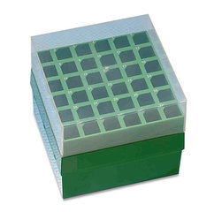 Rotilabo®-deep freeze boxes, type 1, PP, green, 36 holes (6 x 6), 18 x 18 mm