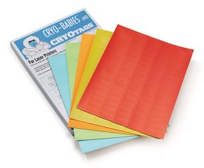 Cryo-labels on sheets, acrylate base, coloured assorted L 38 mm, 20 sheet(s)