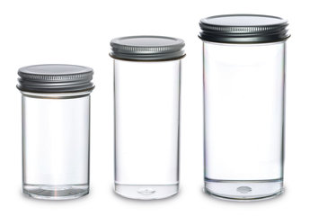 Multipurpose tins, non-sterile, PS, transparent, 290 ml, Ø 58 x H 121 mm