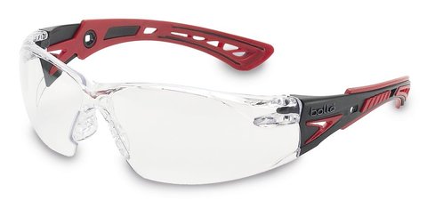 RUSH+ safety glasses, frame red/black, lens made of PC, clear, 1 unit(s)