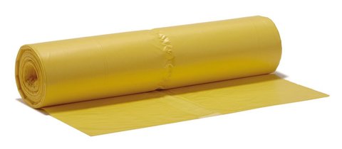Refuse sacks yellow, HDPE,, 70 l, 575 x 1000 mm, 50 unit(s)