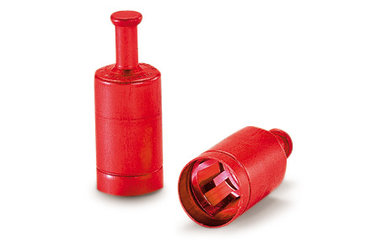 LABOCAP-caps with gripping knob, red, chrome-nikkel steel, f. glass. Ø 15/16mm