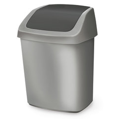 Sekuroka®-waste bin, PP, silver / anthracite, with swing lid, 50l, 1 unit(s)
