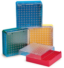 Rotilabo® cryo box, PC, blue, f. 1-2 ml, L 133 x W 133 x H 52 mm, 100 slots