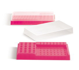 PCR-workstation, PP, neon pink, with lid, 32x0.2 ml, 24x1.5/2 ml, 16x0.5 ml