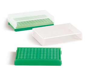 PCR-rack, PP, neon green, with lid, with 96 holes, array 8 x 12, 1 unit(s)