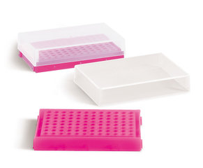 PCR-rack, PP, neon pink, with lid, with 96 holes, array 8 x 12, 1 unit(s)
