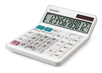 SharpEL-340W solar-pow. pock. calculator, W127xL185xH17mm, 199g
