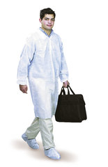 Disposable coats, PP, white, without pockets, snap-fasteners, size L, 10 unit(s)
