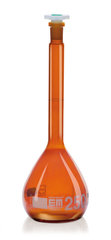 Volumetric flasks, cl. A, DURAN®, 5 ml, PE-stopper, joint 10/19, amber glass
