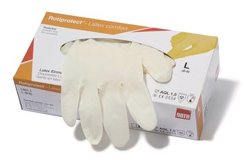 Rotiprotect®-latex gloves comfort, size L, 8-9, powder free, natur., light