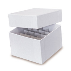 Rotilabo® cryo boxes made of cardboard, L75xW75xH50mm, without partition insert