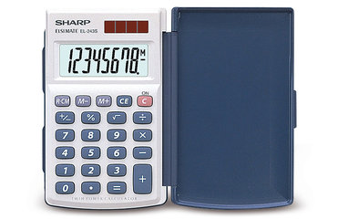 Solar-standard calculator Sharp EL-243S, 11x104x64mm, 51 g, 8-digit LCD-display