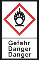 GHS-warning labels, PE-foil, GHS03, danger, flame o. circle, 100µm, 27x40 mm