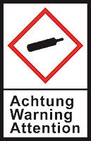 GHS-warning labels, PE-foil, GHS04, warning, gas cylinder, 100 µm, 27x40mm