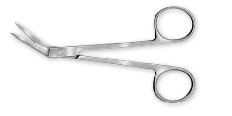 Dissecting scissors, angled, corr.-free stainl. steel 18/8, L 115 mm, 1 unit(s)