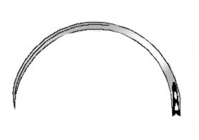 Surgical needles, stainless steel 18/8, rectangular, fig. 11, 1/2 circular