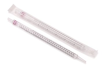 Disposable pipettes, standard, red, PS, sterile, ind. wrap., L 27-30cm, 25ml