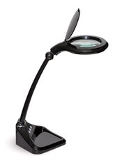 LED magnifier lamp, compact, black, 3 dioptre glass lens, 1 unit(s)