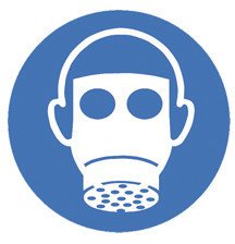 Safety symbols to ISO 7010, Wear respiratory protection Ø 100 mm, 1 unit(s)