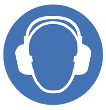 Safety symbols to ISO 7010, Wear ear protection Ø 100 mm, 1 unit(s)