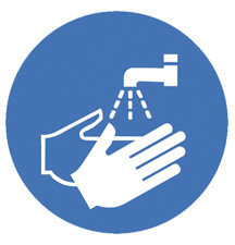 Safety symbols to ISO 7010, Wash hands Ø 200 mm, 1 unit(s)