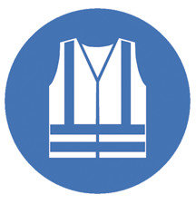 Safety symbols to ISO 7010, Wear safety vest Ø 100 mm, 1 unit(s)