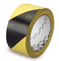 Adhesive hazard warning tape, yellow/bl., PVC-film, self-adhesive, L 33 m