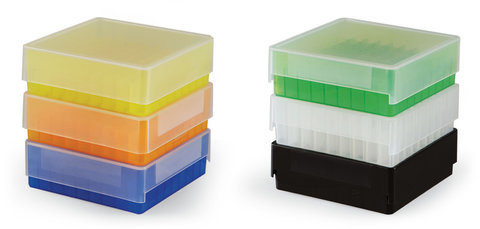 Storage boxes, assort. colours, blue,green,pink,yellow,orange, 81 holes