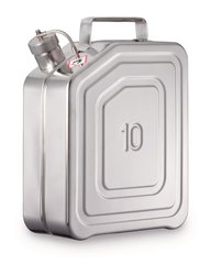 Safety canister, stainless steel, with screw cap and UN-X-approved, 10 l