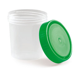 Sample beakers with screw cap, 100 ml, lid green, leakproof, 500 unit(s)