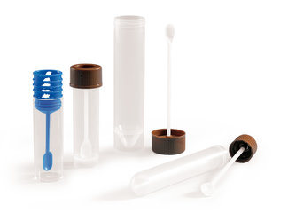 Stool tubes with stopper plug, 16 ml, with sample spoon, non-sterile