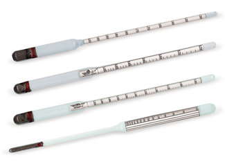 Hydrometer sindle with twin scales, without thermom., r. 1.00-2.00, 0-72°Bé