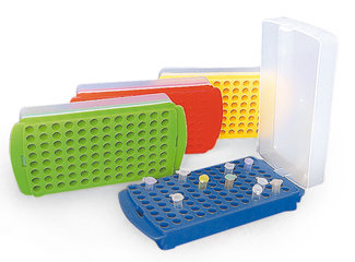 Rotilabo® reaction vial stands 2 in 1, PP, green, double-sided, 96 slots