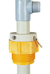Barrel screw connect., PP, Tri-Sure®, in. coarse thread, f. bar. pump PP/PTFE