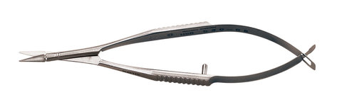 Micro scissors, Tübingen model, Standard, straight, pointed, length 85 mm